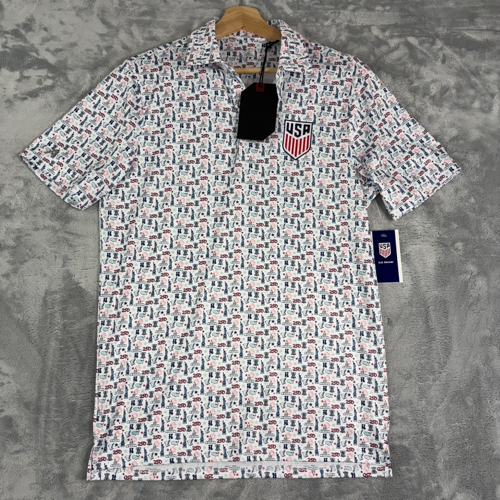 Antigua Men's Polo Shirt Size Small USA Freedom 250th Anniversary $70 NWT